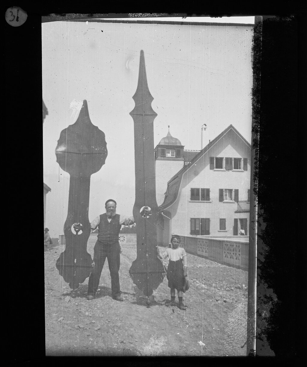 Staatsarchiv St.Gallen, CH 5/1.29 - Bild aus dem Glasplatten-Bestand zum Bau der evangelischen Kirche Heiligkreuz in St.Gallen aus dem Jahr 1912