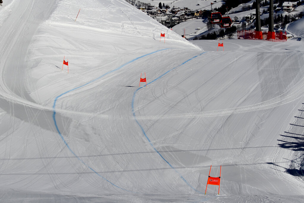 Alpine Skiweltmeisterschaft 2025 in Saalbach-Hinterglemm am Zwölferkogel, im Bild die Rennstrecke für alle Disziplinen am Zwölferkogel, Ski-WM, WM, Ski, Vorbereitungen. 7.2.2023