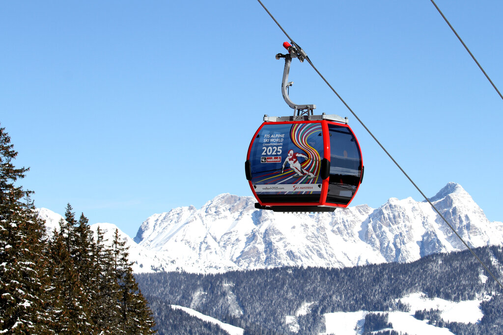 Alpine Skiweltmeisterschaft 2025 in Saalbach-Hinterglemm am Zwölferkogel, im Bild die Rennstrecke für alle Disziplinen am Zwölferkogel, 