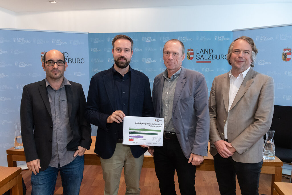 Land Salzburg/Neumayr/Hofer - Rupert Tomschy (Herry Consult), Landeshauptmann-Stellvertreter Stefan Schnöll, Peter Weissenböck (Referat Verkehrsplanung), Philipp Weis (Referatsleiter Verkehrsplanung)